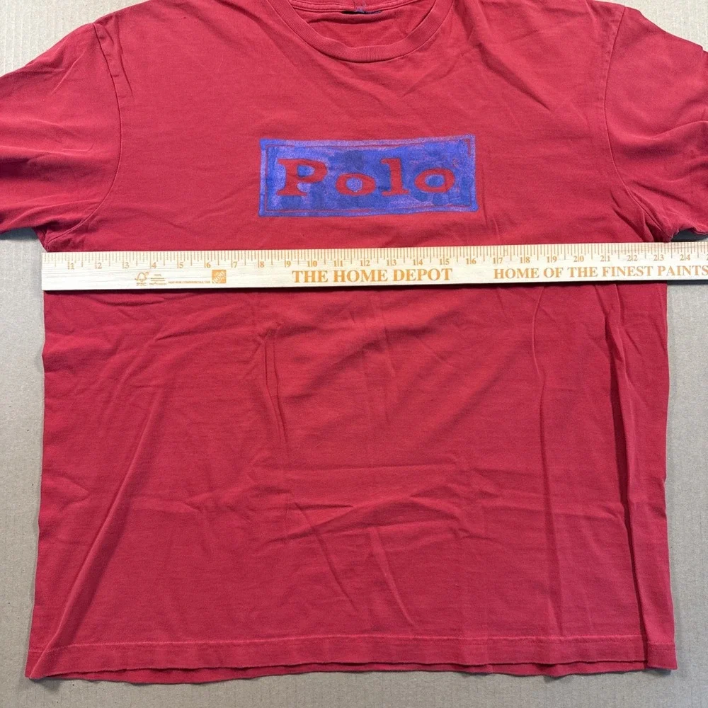 Polo Ralph Lauren Graphic Spellout Crewneck T‎ Shirt Red, See Measurements
